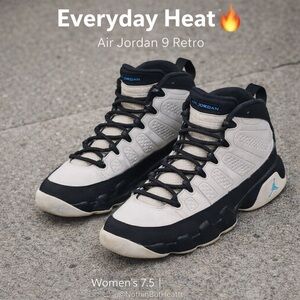 Air Jordan 9 Retro University Blue Women’s 7.5 White Black Sneaker 302359-140